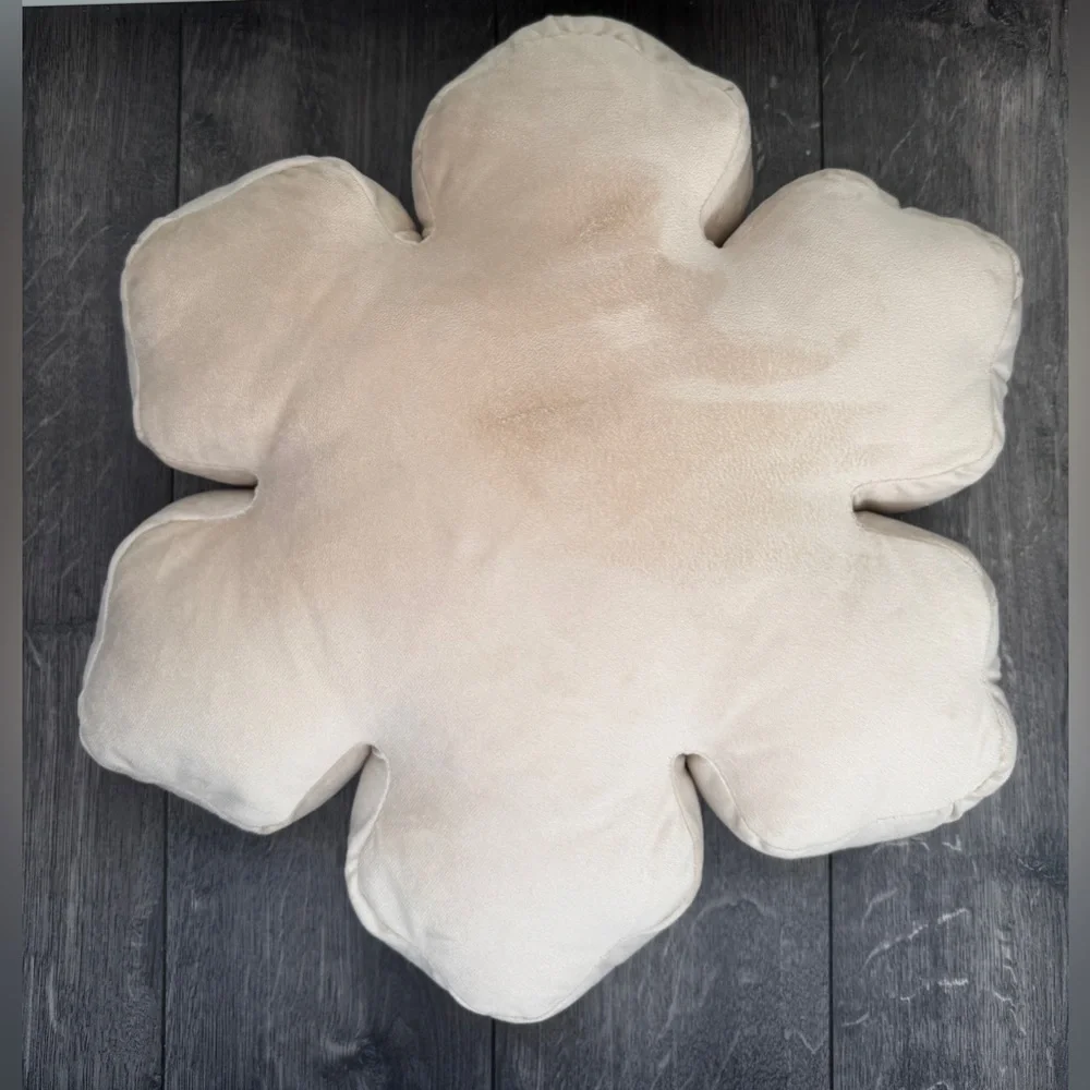 Holiday Snowflake Decorative Pillow - Beige with Gold Embroidery